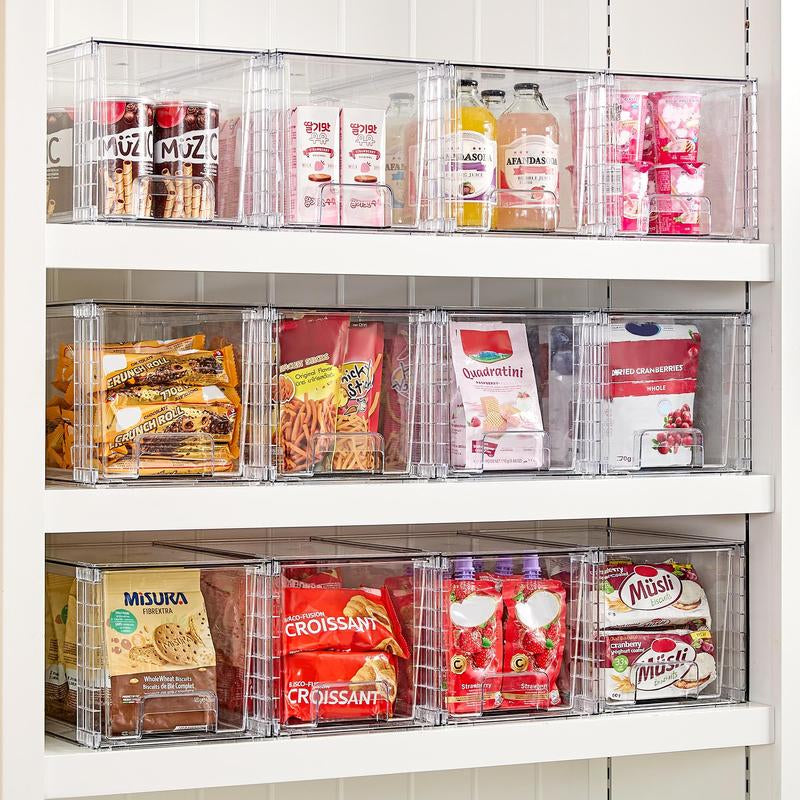 Vtopmart Transparent Stackable Drawer Organizer with Handles for Bathroom Kitchen Pantry under Sink Cabinet Closet Makeup Multifunctional Storage Solution 5-10Kg Capacity, 3-Tier Metal Rolling Cart with Wheels Pink