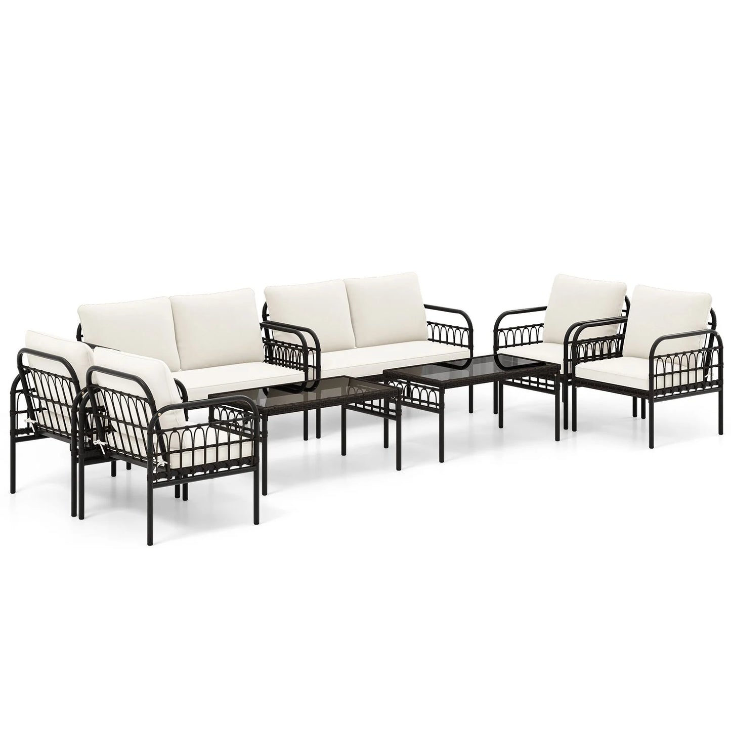 4 Pieces Patio Furniture Set with Soft Cushions