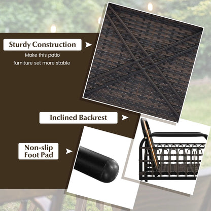 4 Pieces Patio Furniture Set with Soft Cushions