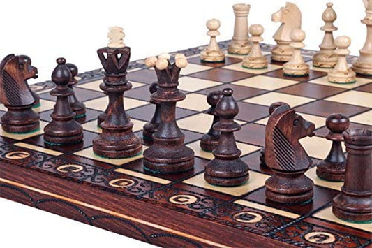 Beautiful Handcrafted Wooden Chess Set with Board and Chess Pieces - Gift Idea Products (16Inch (40 Cm)), 1-2 Players